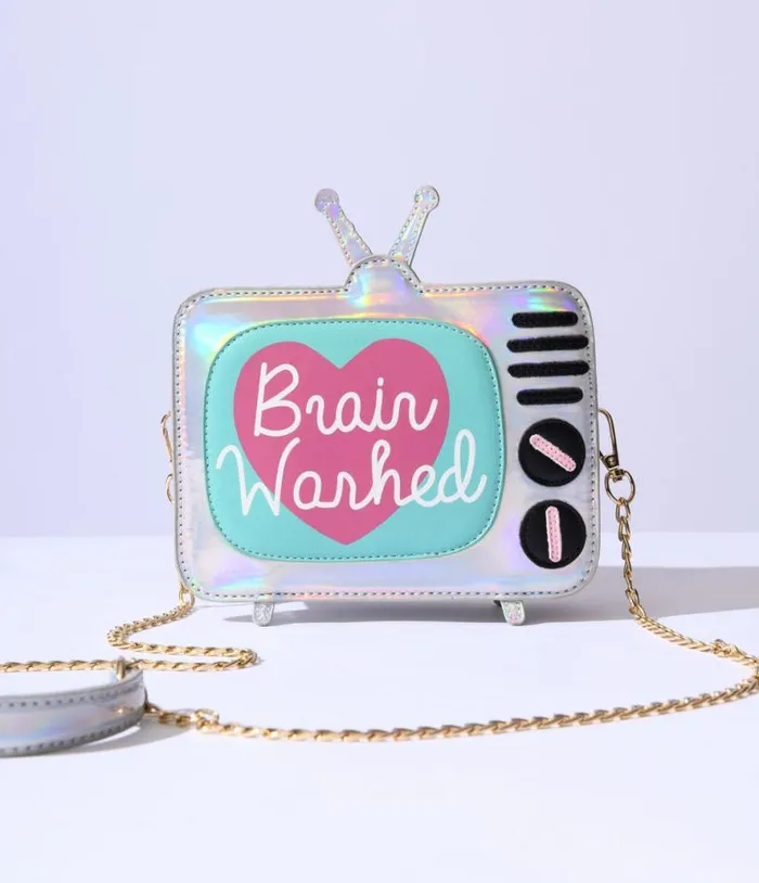 Holographic Brain Washed TV Crossbody Bag Accessories Unique Vintage Novelty Bags Holographic Brain Washed TV Crossbody Bag Accessories Unique Vintage Novelty Bags