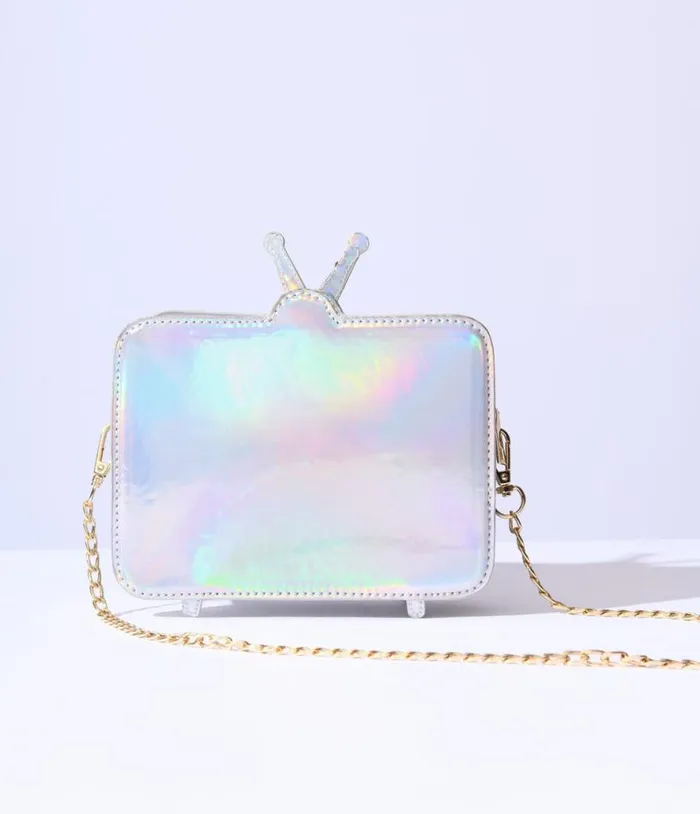 Holographic Brain Washed TV Crossbody Bag Accessories Unique Vintage Novelty Bags