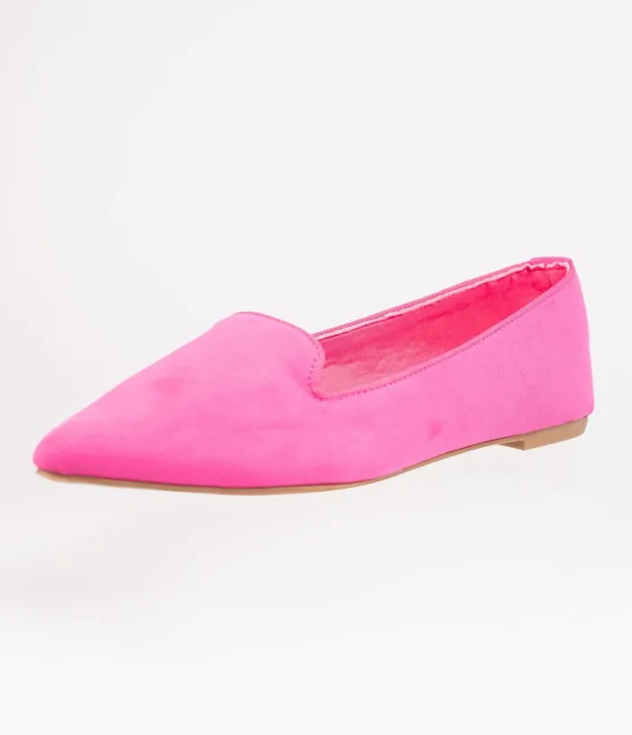 Hot Pink Suede Loafer Flats Shoes Unique Vintage Flats