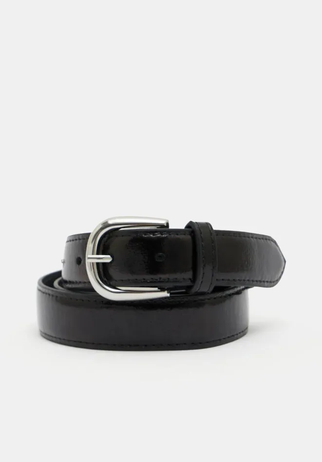 Hush Belts Women Polly Patent Leather Belt Black