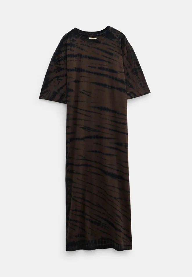 Hush Dresses Women Addie Cotton Relaxed Midi TShirt Dress Diagonal Tie Dye Brown Hush Dresses Women Addie Cotton Relaxed Midi TShirt Dress Diagonal Tie Dye Brown