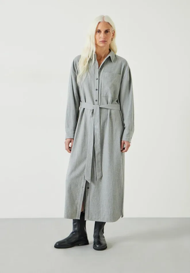 Hush Dresses Women Alexa Maxi Shirt Dress Grey Marl