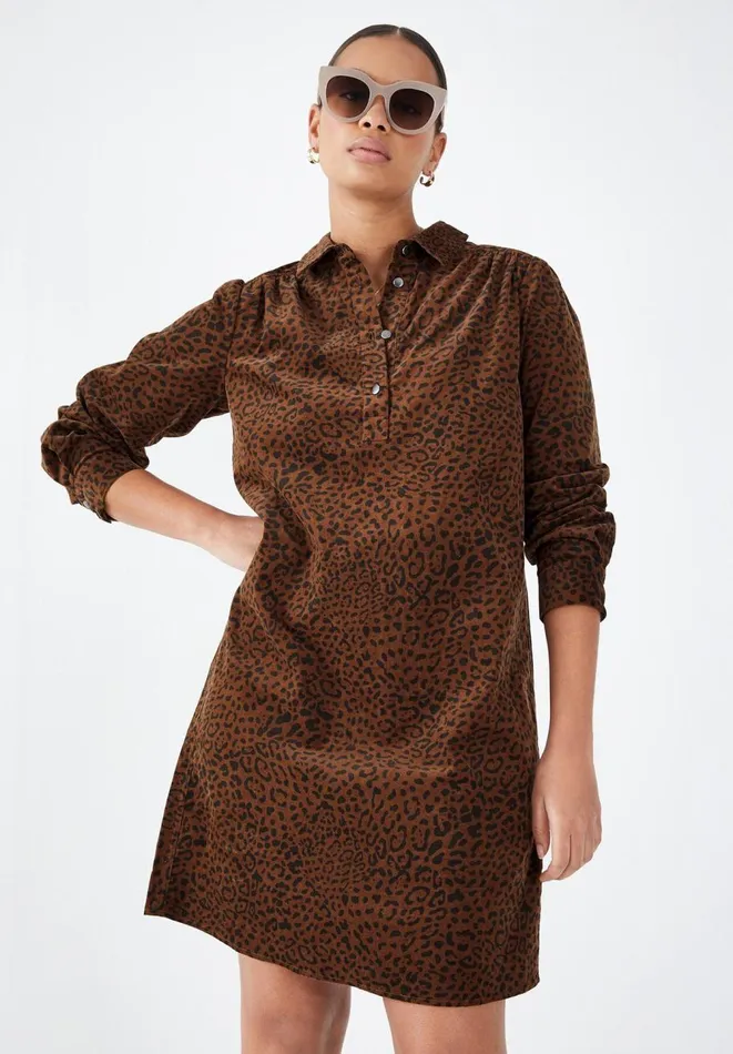 Hush Dresses Women Cait Cord Mini Dress Contrast Leopard Brownblack Hush Dresses Women Cait Cord Mini Dress Contrast Leopard Brownblack