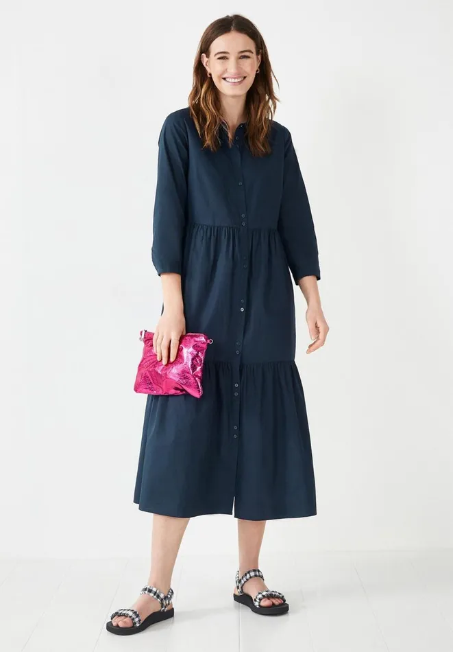 Hush Dresses Women Cersie Cotton Poplin Midi Dress Midnight