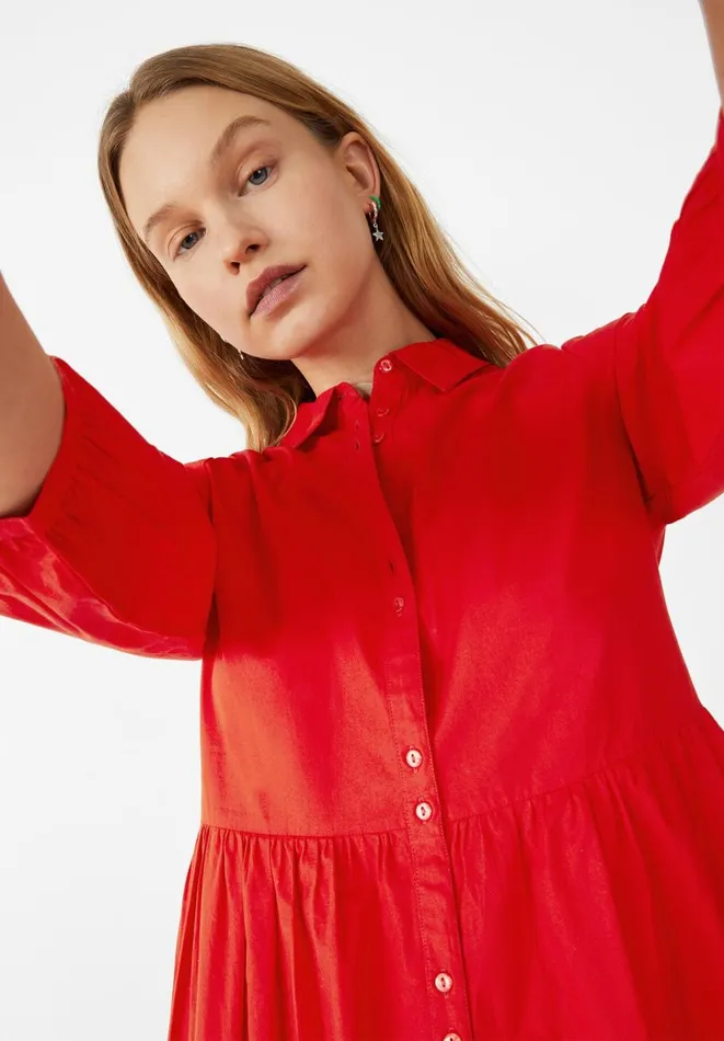 Hush Dresses Women Cindy Poplin Midi Dress Red Hush Dresses Women Cindy Poplin Midi Dress Red