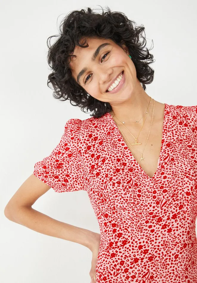 Hush Dresses Women Juliette Midi Tea Dress Mini Floral Leopard Red Hush Dresses Women Juliette Midi Tea Dress Mini Floral Leopard Red