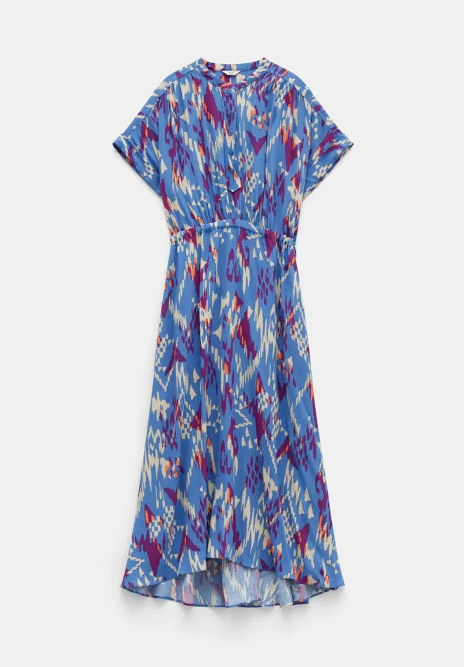 Hush Dresses Women Keisha Relaxed Maxi Shirt Dress Irregular Ikat Blue Hush Dresses Women Keisha Relaxed Maxi Shirt Dress Irregular Ikat Blue