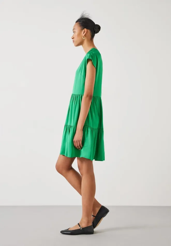 Hush Dresses Women Lily Oversized Satin Gathers Mini Dress Green Hush Dresses Women Lily Oversized Satin Gathers Mini Dress Green