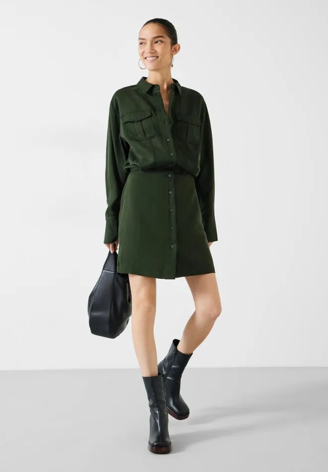 Hush Dresses Women Maia Mini Utility Dress Dark Green