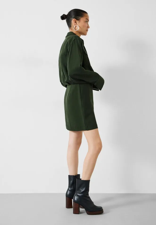 Hush Dresses Women Maia Mini Utility Dress Dark Green Hush Dresses Women Maia Mini Utility Dress Dark Green