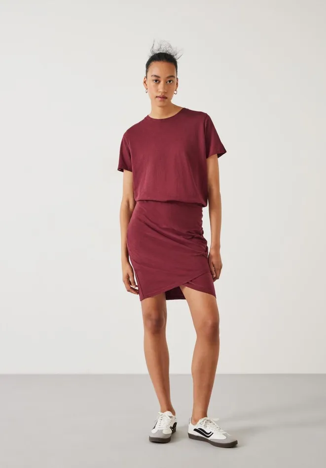 Hush Dresses Women Marlie Relaxed Jersey Mini Dress Dark Burgundy