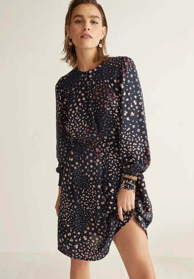 Hush Dresses Women Priya Mini Dress Floral Patchwork Navy