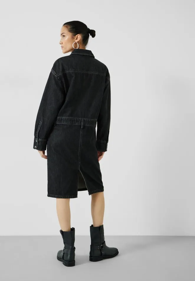 Hush Dresses Women Ria Knee Length Denim Dress Washed Black Hush Dresses Women Ria Knee Length Denim Dress Washed Black