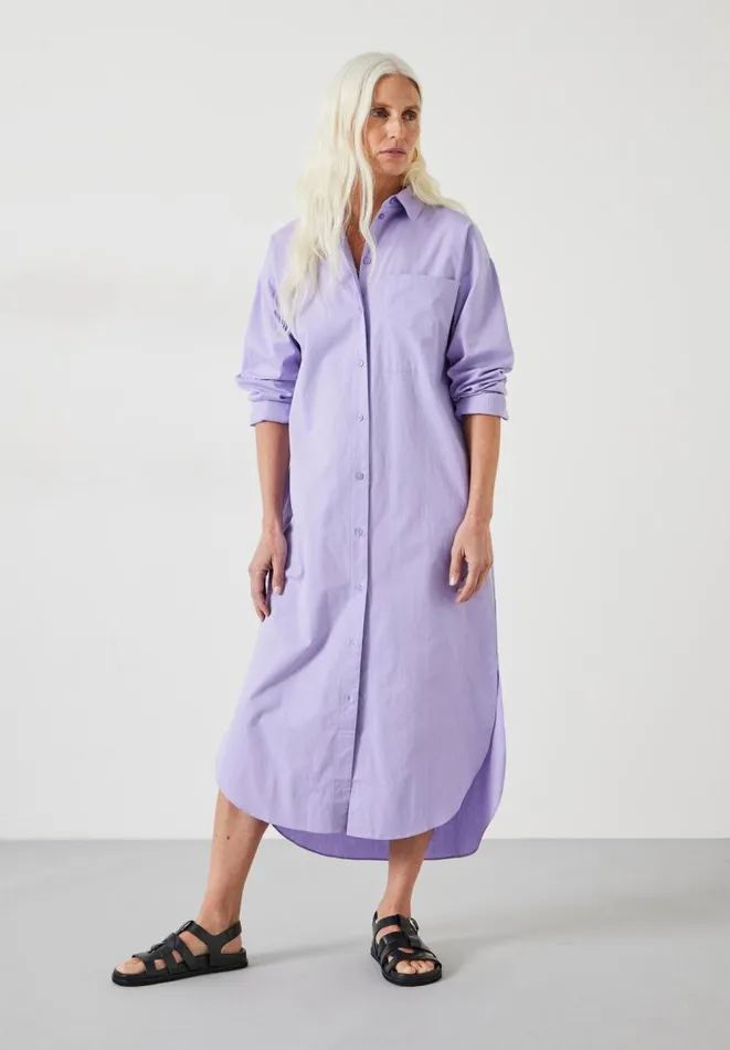 Hush Dresses Women Sahra Cotton Midi Shirt Dress Purple
