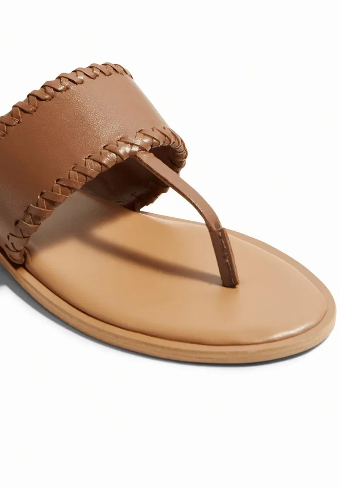 Hush Flats Women Wilma Leather Whipstitch Sandals Tan Hush Flats Women Wilma Leather Whipstitch Sandals Tan