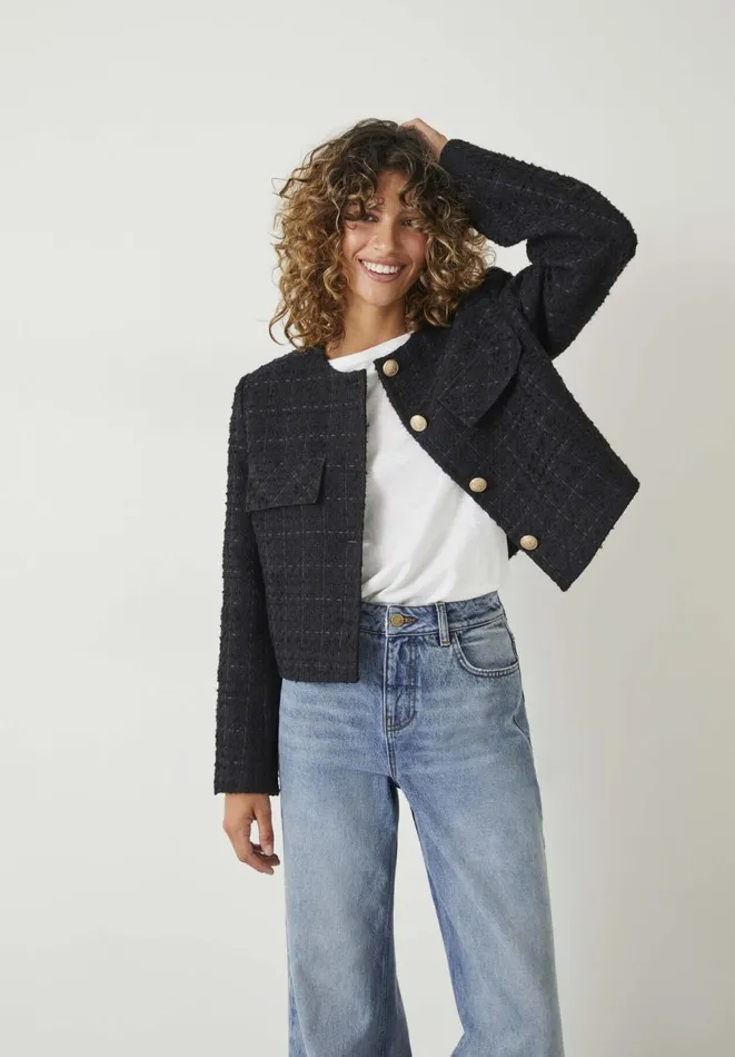 Hush Jackets and Coats Women Esti Boucle Jacket Black Navy
