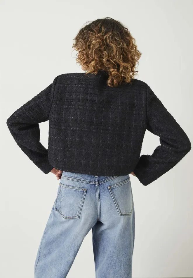 Hush Jackets and Coats Women Esti Boucle Jacket Black Navy Hush Jackets and Coats Women Esti Boucle Jacket Black Navy