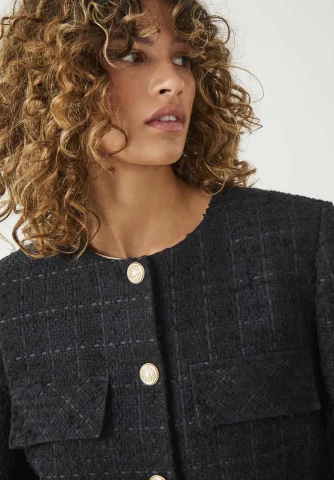 Hush Jackets and Coats Women Esti Boucle Jacket Black Navy Hush Jackets and Coats Women Esti Boucle Jacket Black Navy