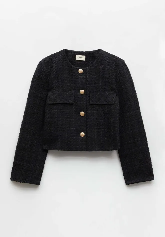 Hush Jackets and Coats Women Esti Boucle Jacket Black Navy Hush Jackets and Coats Women Esti Boucle Jacket Black Navy