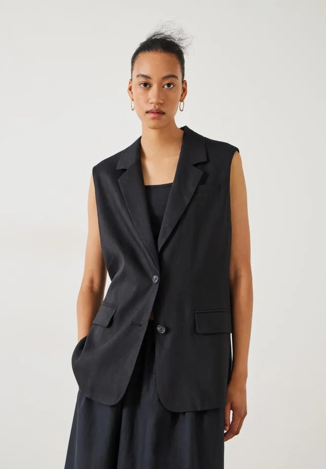 Hush Jackets and Coats Women Lana Relaxed Linen Blend Waistcoat Black Hush Jackets and Coats Women Lana Relaxed Linen Blend Waistcoat Black