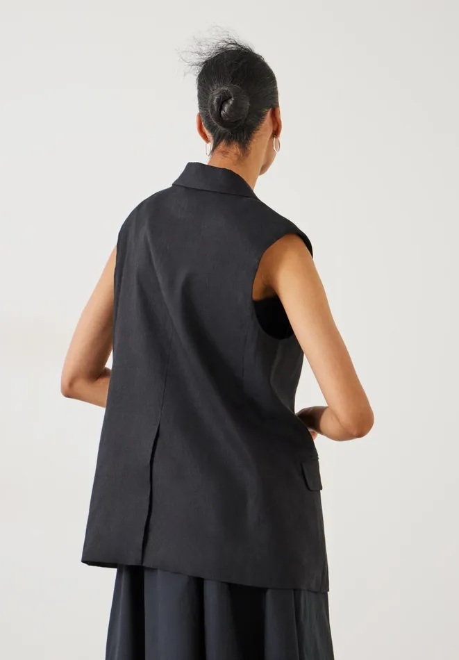Hush Jackets and Coats Women Lana Relaxed Linen Blend Waistcoat Black Hush Jackets and Coats Women Lana Relaxed Linen Blend Waistcoat Black