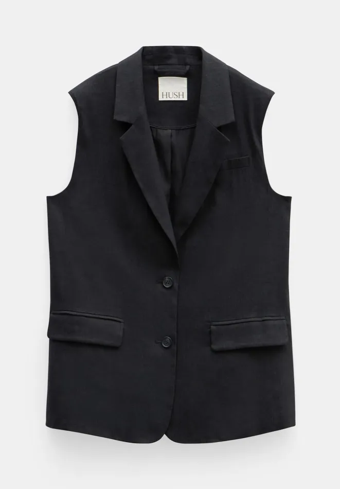 Hush Jackets and Coats Women Lana Relaxed Linen Blend Waistcoat Black Hush Jackets and Coats Women Lana Relaxed Linen Blend Waistcoat Black