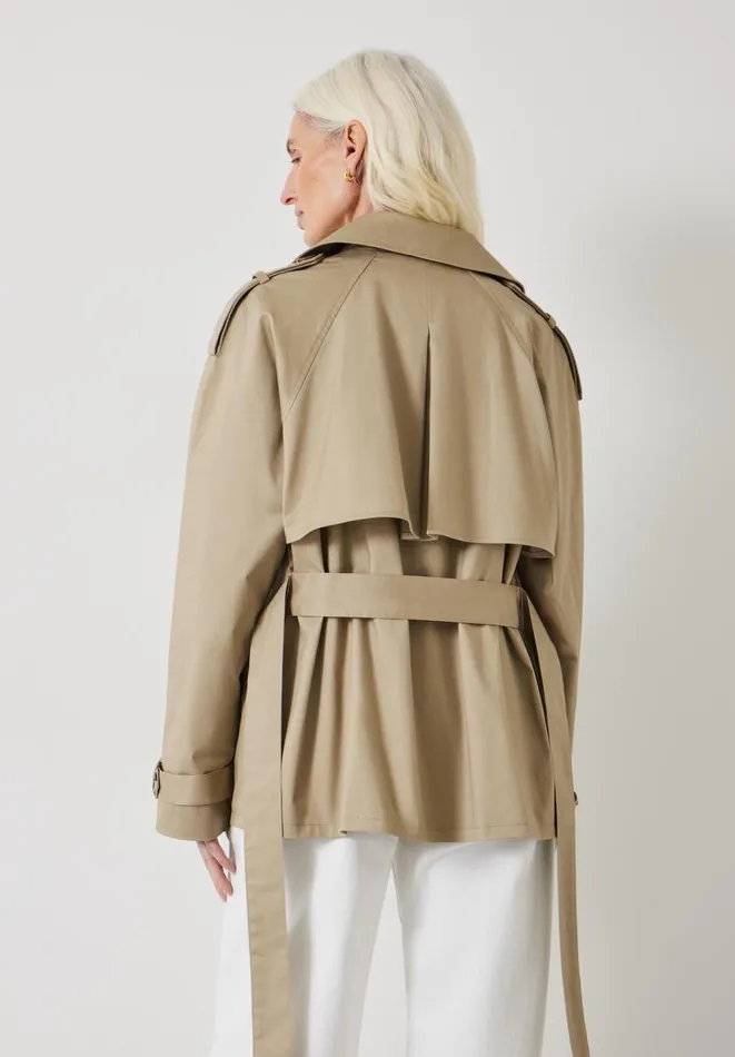 Hush Jackets and Coats Women Stella Short Trench Jacket Stone Hush Jackets and Coats Women Stella Short Trench Jacket Stone