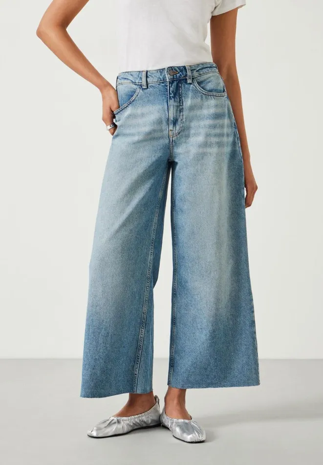 Hush Jeans Women Abi Cropped Wide Leg Jeans Mid Authentic Hush Jeans Women Abi Cropped Wide Leg Jeans Mid Authentic