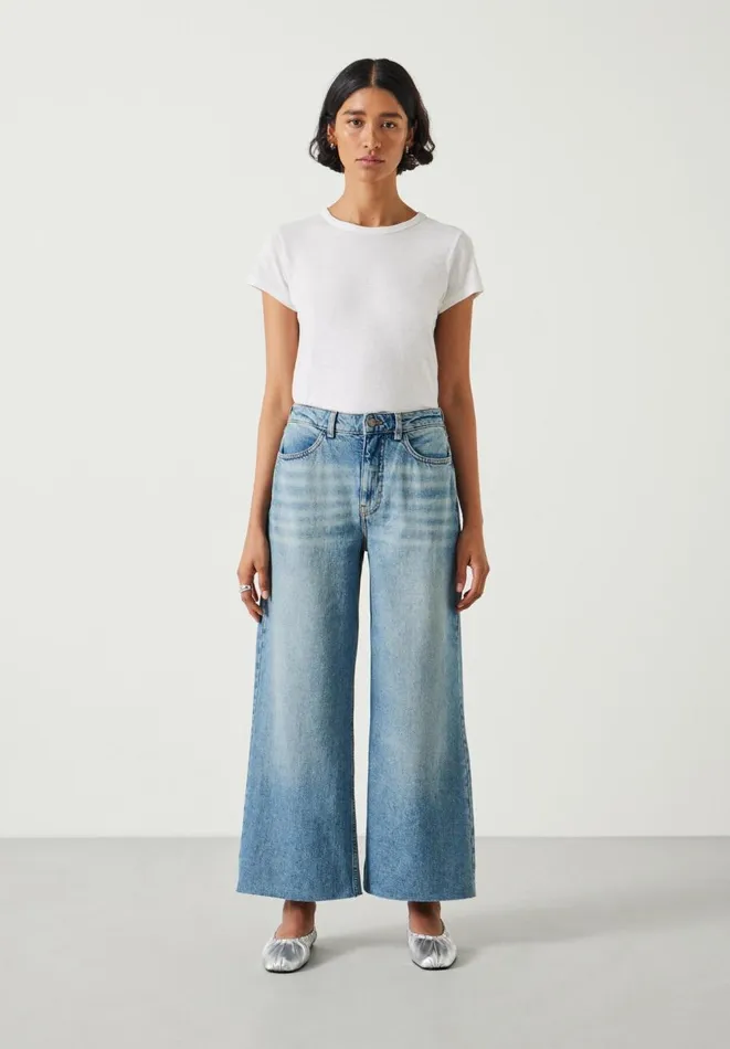 Hush Jeans Women Abi Cropped Wide Leg Jeans Mid Authentic Hush Jeans Women Abi Cropped Wide Leg Jeans Mid Authentic