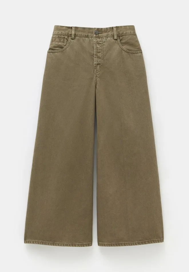 Hush Jeans Women Ella Wide Leg Cropped Jeans Olive Hush Jeans Women Ella Wide Leg Cropped Jeans Olive