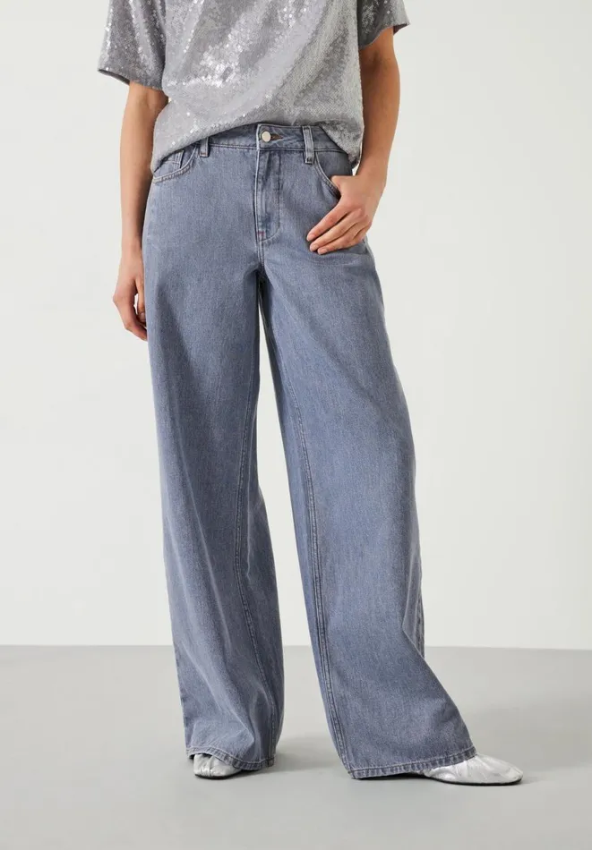 Hush Jeans Women Nova Pintuck Wide Leg Jeans Blue Grey Hush Jeans Women Nova Pintuck Wide Leg Jeans Blue Grey