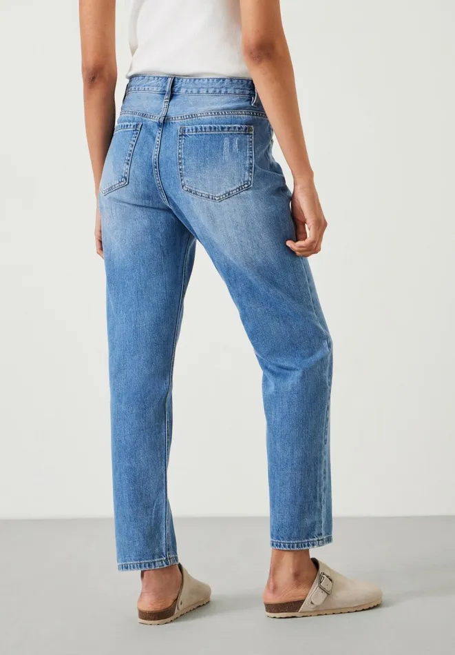 Hush Jeans Women Relaxed Fit Boyfriend Jeans Mid Authentic Blue