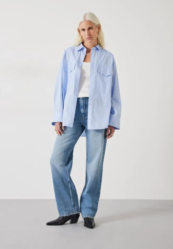 Hush Jeans Women Remy Straight Slouch Jeans Light Authentic Blue