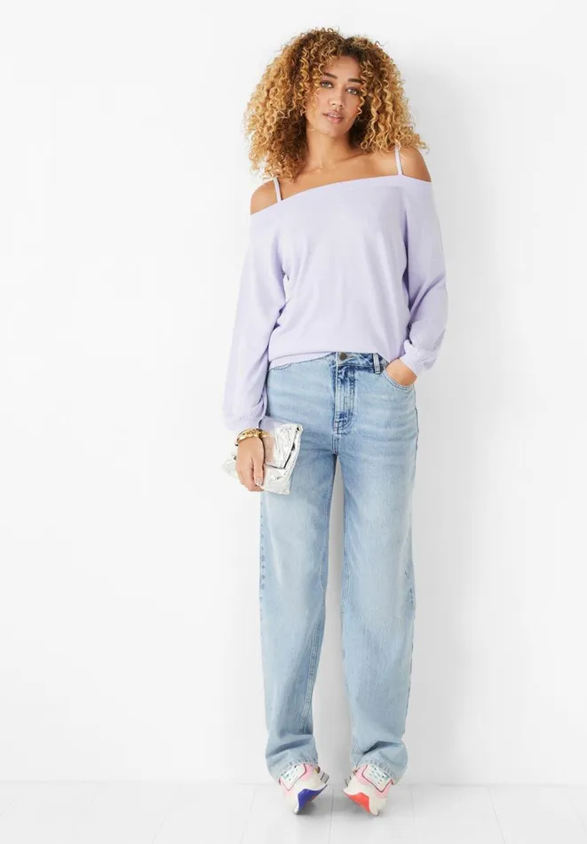 Hush Jumpers and Cardigans Women Angela Off Shoulder Knitted Top Lilac Heather Hush Jumpers and Cardigans Women Angela Off Shoulder Knitted Top Lilac Heather