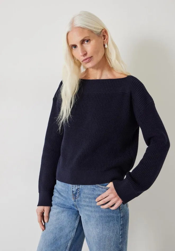 Hush Jumpers and Cardigans Women Aubrey Ribbed Boat Neck Cotton Jumper Navy Hush Jumpers and Cardigans Women Aubrey Ribbed Boat Neck Cotton Jumper Navy