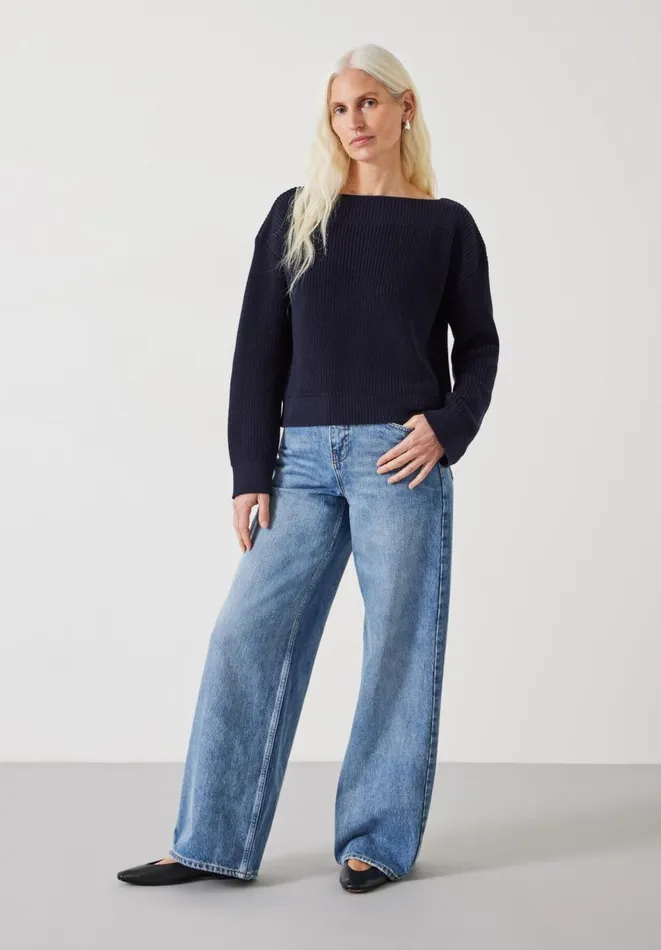 Hush Jumpers and Cardigans Women Aubrey Ribbed Boat Neck Cotton Jumper Navy Hush Jumpers and Cardigans Women Aubrey Ribbed Boat Neck Cotton Jumper Navy