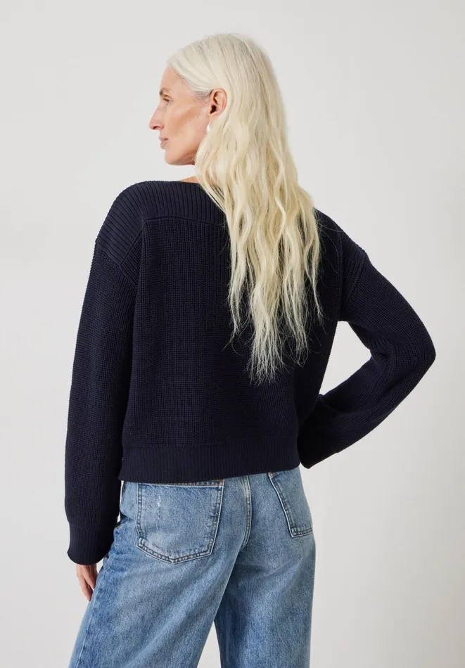 Hush Jumpers and Cardigans Women Aubrey Ribbed Boat Neck Cotton Jumper Navy Hush Jumpers and Cardigans Women Aubrey Ribbed Boat Neck Cotton Jumper Navy