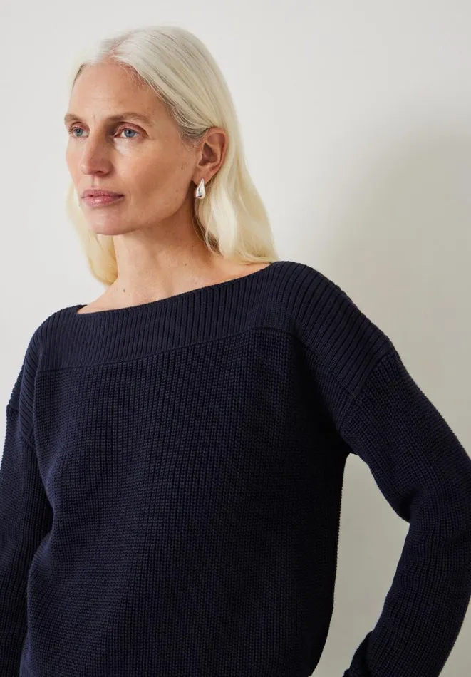 Hush Jumpers and Cardigans Women Aubrey Ribbed Boat Neck Cotton Jumper Navy Hush Jumpers and Cardigans Women Aubrey Ribbed Boat Neck Cotton Jumper Navy