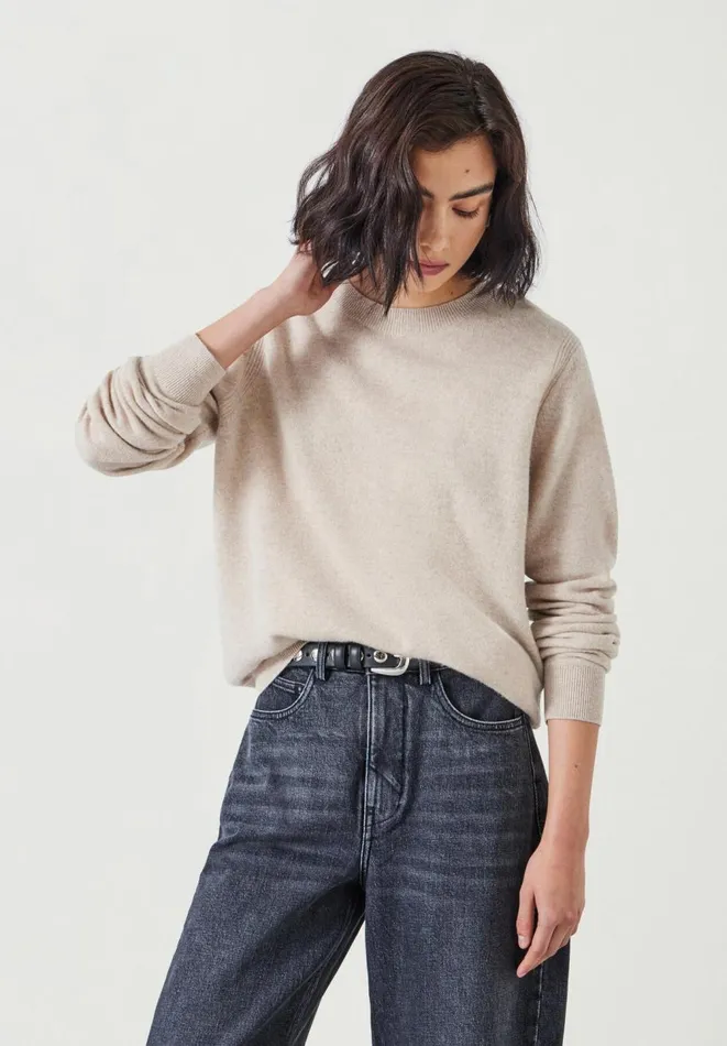 Hush Jumpers and Cardigans Women Ivy Fine Merino Crew Jumper Light Beige