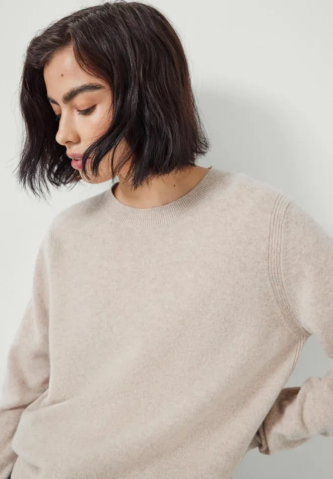Hush Jumpers and Cardigans Women Ivy Fine Merino Crew Jumper Light Beige Hush Jumpers and Cardigans Women Ivy Fine Merino Crew Jumper Light Beige