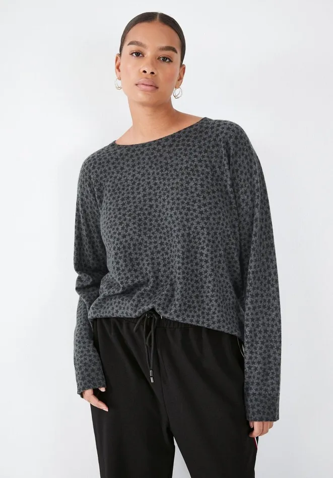 Hush Jumpers and Cardigans Women Malin Wool Blend Printed Jumper Hand Drawn Star Charcoal Marlblack Hush Jumpers and Cardigans Women Malin Wool Blend Printed Jumper Hand Drawn Star Charcoal Marlblack
