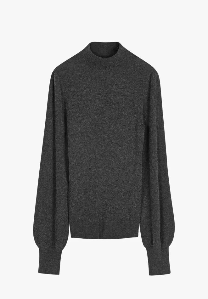 Hush Jumpers and Cardigans Women Ribbed Sleeve Roll Neck Jumper Charcoal Marl Hush Jumpers and Cardigans Women Ribbed Sleeve Roll Neck Jumper Charcoal Marl