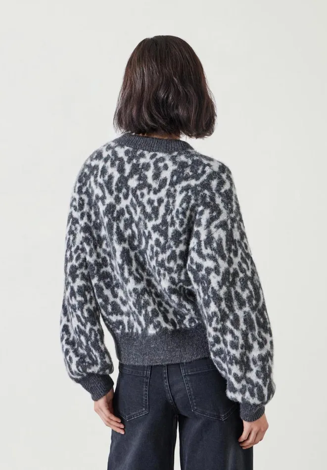 Hush Jumpers and Cardigans Women Susie Brushed Animal Bomber Jacket Grey Mix Hush Jumpers and Cardigans Women Susie Brushed Animal Bomber Jacket Grey Mix