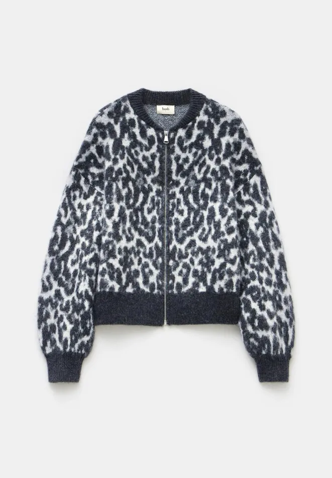 Hush Jumpers and Cardigans Women Susie Brushed Animal Bomber Jacket Grey Mix Hush Jumpers and Cardigans Women Susie Brushed Animal Bomber Jacket Grey Mix