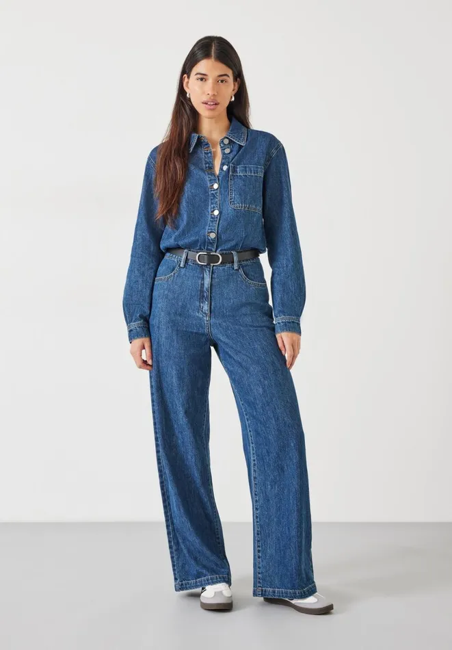 Hush Jumpsuits Women Evelyn Denim Relaxed Jumpsuit Mid Authentic Wash