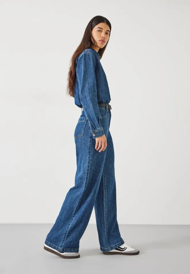 Hush Jumpsuits Women Evelyn Denim Relaxed Jumpsuit Mid Authentic Wash