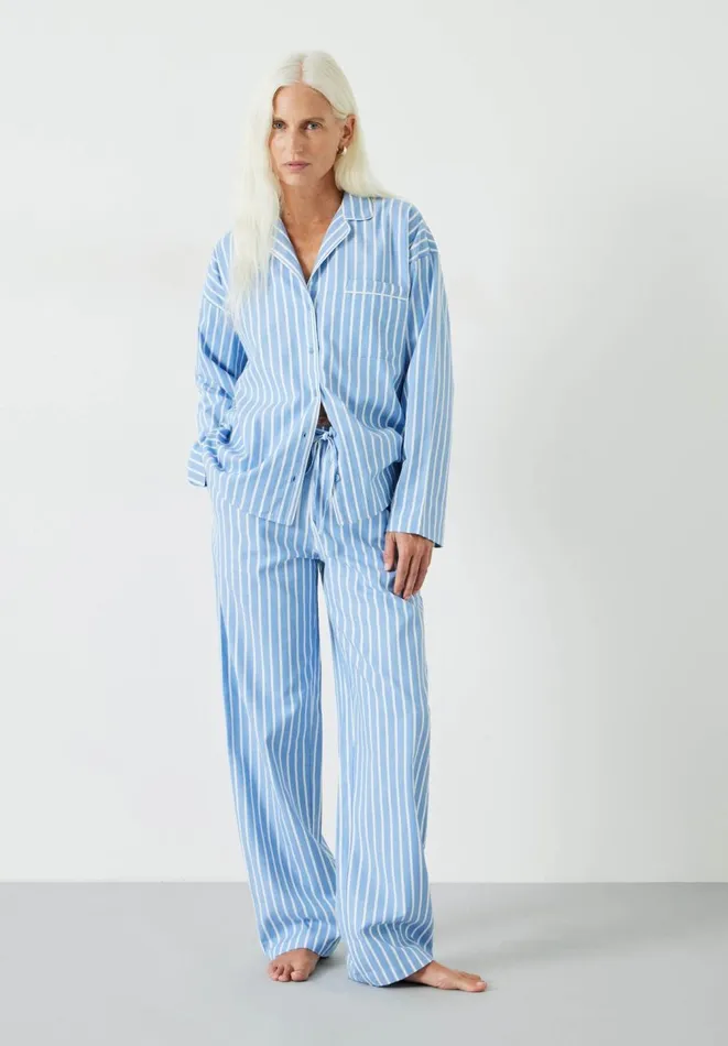 Hush Pyjamas and Nightwear Women Amita Brushed Cotton Blend Pyjamas Blueecru Stripe Hush Pyjamas and Nightwear Women Amita Brushed Cotton Blend Pyjamas Blueecru Stripe