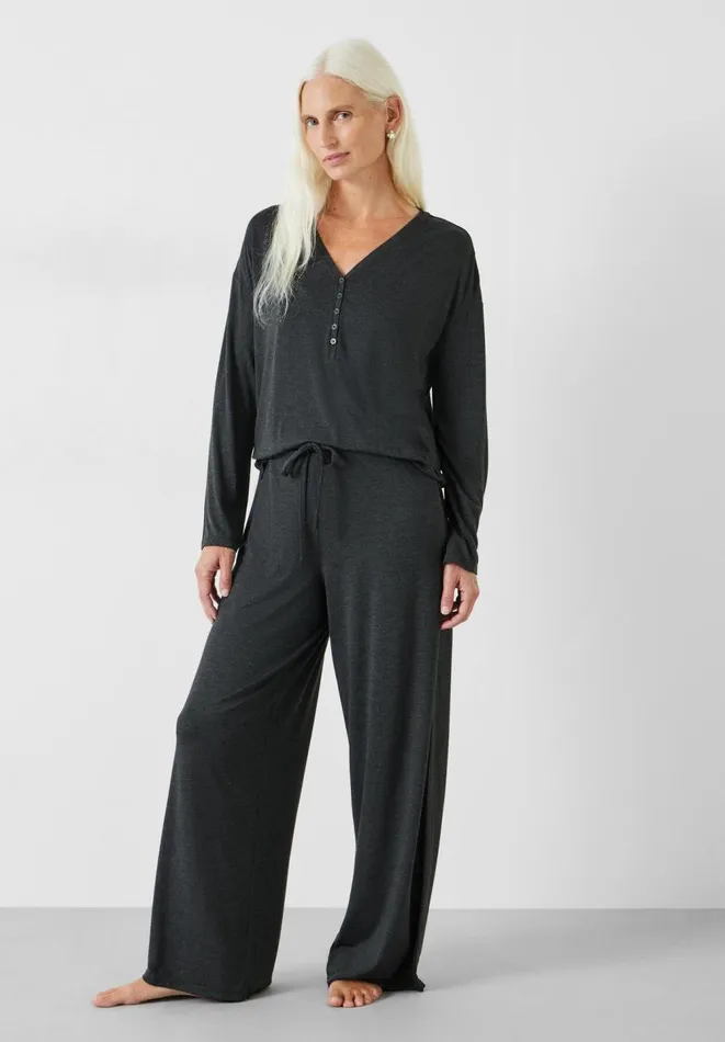 Hush Pyjamas and Nightwear Women Elmir Henley Jersey Pyjamas Charcoal Marl Hush Pyjamas and Nightwear Women Elmir Henley Jersey Pyjamas Charcoal Marl