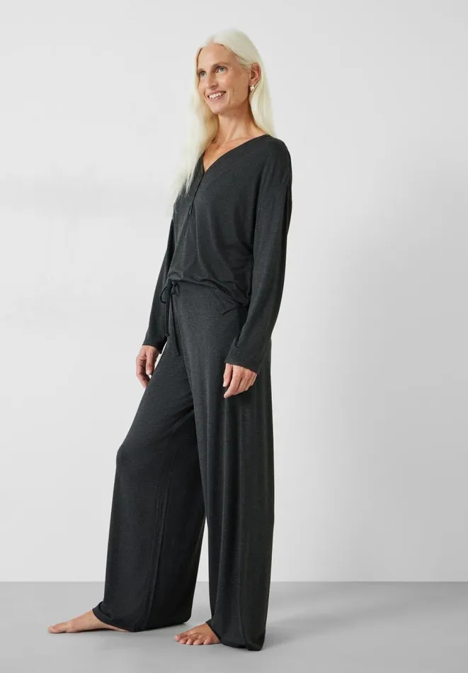 Hush Pyjamas and Nightwear Women Elmir Henley Jersey Pyjamas Charcoal Marl Hush Pyjamas and Nightwear Women Elmir Henley Jersey Pyjamas Charcoal Marl