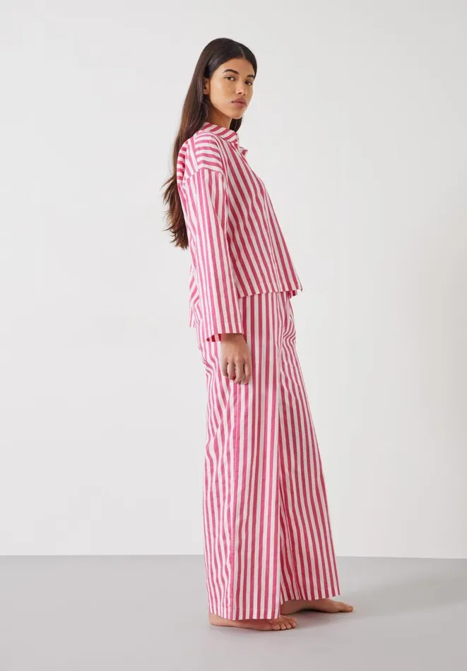 Hush Pyjamas and Nightwear Women Emerson Boxy Fit Shirt Pyjama Set Fluro Pink White Stripe Hush Pyjamas and Nightwear Women Emerson Boxy Fit Shirt Pyjama Set Fluro Pink White Stripe
